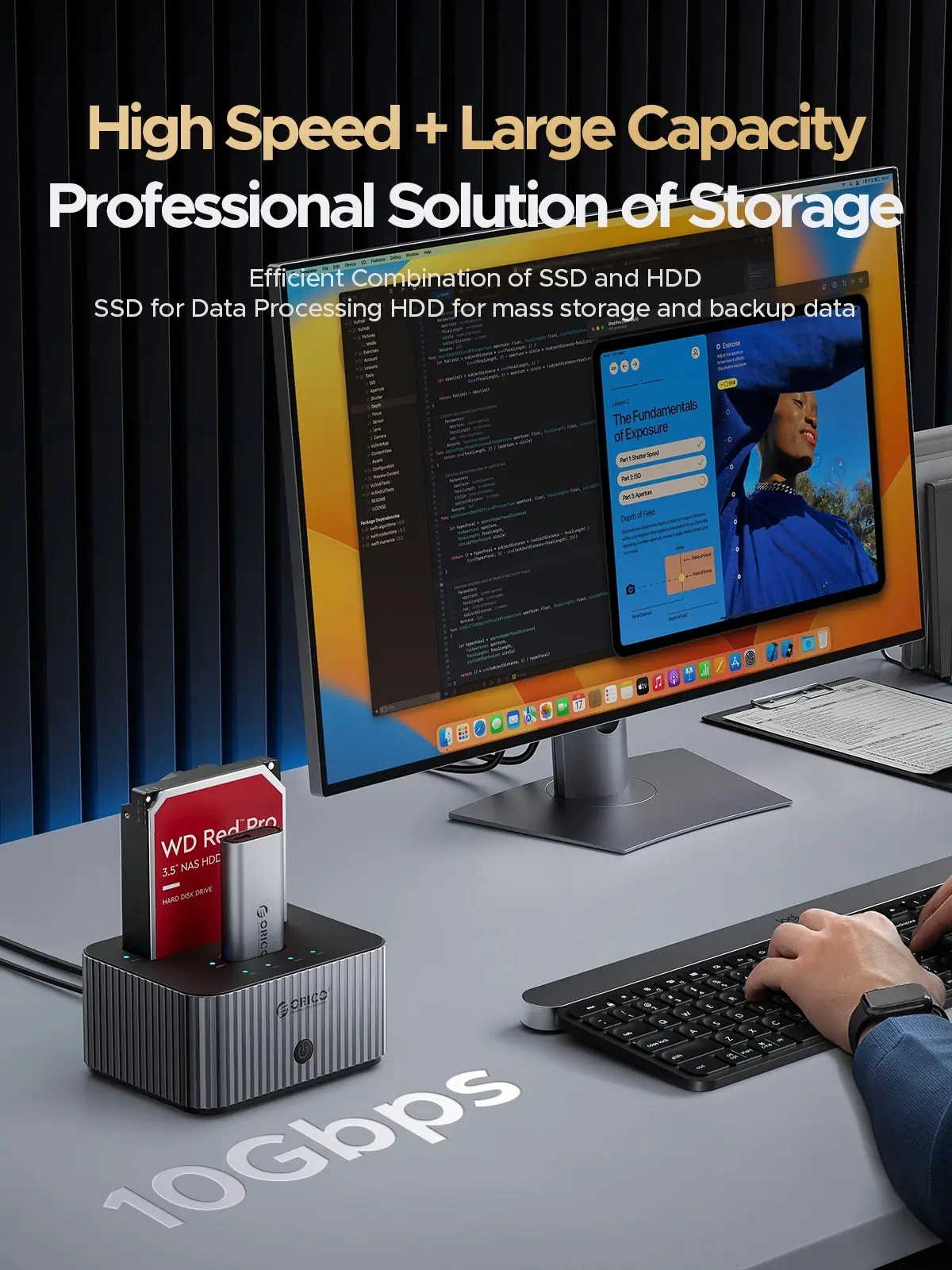 Orico докинг станция Storage - HDD/M.2 Dock - 2 BAY Offline Clone 2.5/3.5/M.2 NVMe USB-C/USB-A - IT28E-C-EU-GY - image 8