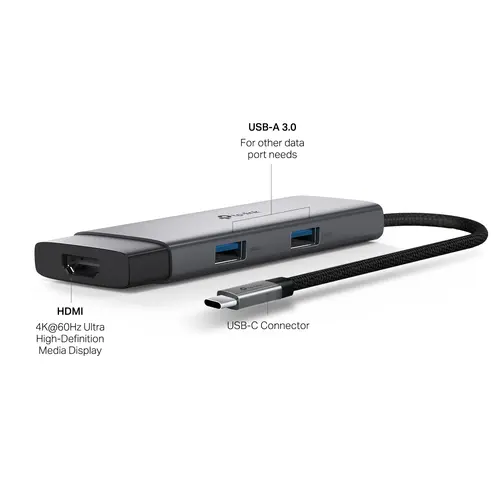 Хъб TP-LINKUH5020C, USB Type-C 5 в 1 Hub - image 2