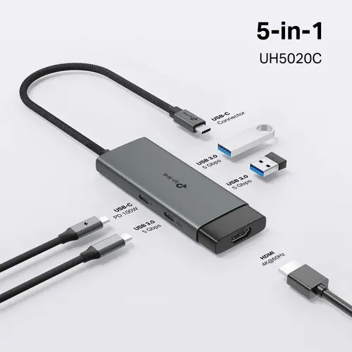 Хъб TP-LINKUH5020C, USB Type-C 5 в 1 Hub - image 3
