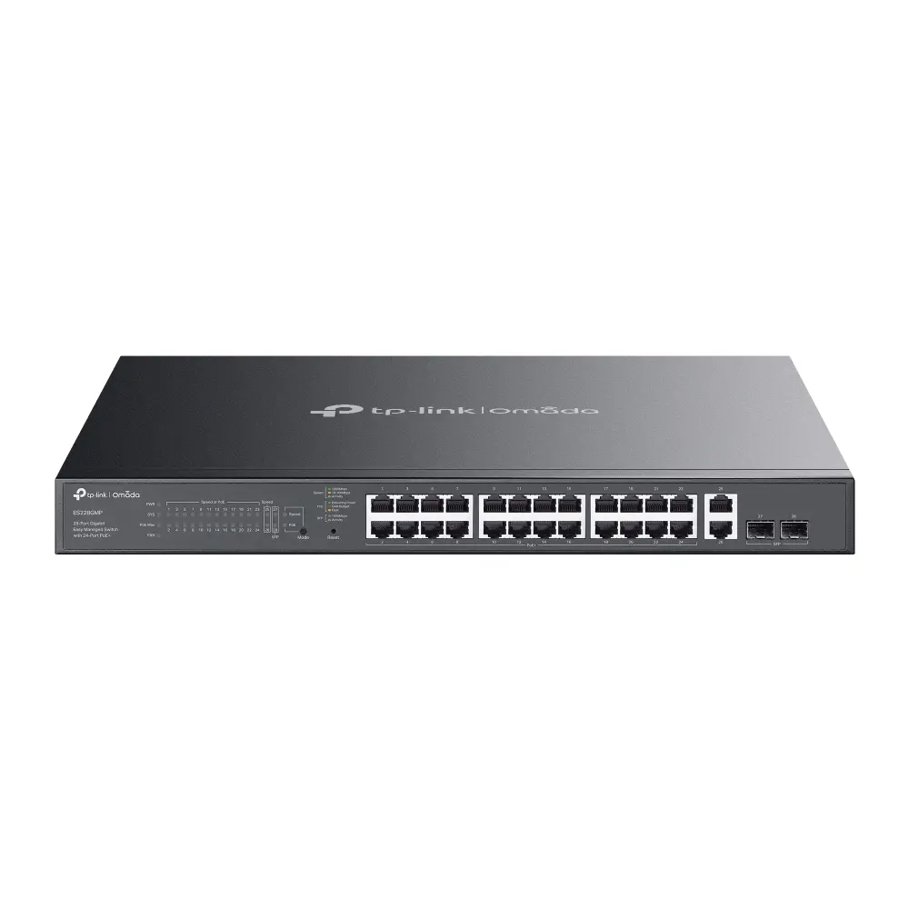 Комутатор TP-LINK ES228GMP, 24xGb PoE+ 802.3at/af,2x Gb.RJ45 port,2 xGb.SFP