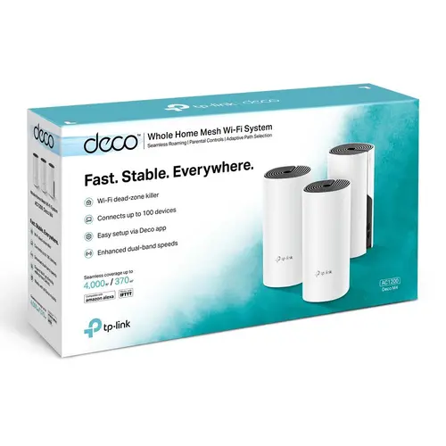 Безжичен рутер TP-Link Deco M4, AC1200, 2.4/5 GHz, 300 -  867 Mbps, Gigabit, 3 бр. в комплект - image 7