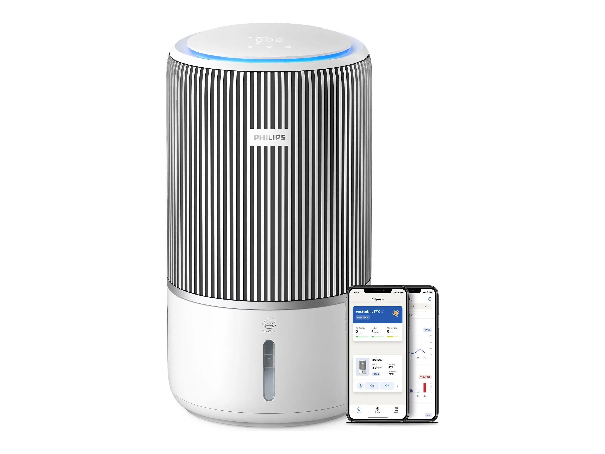 PHILIPS Purificator și umidificator de aer inteligent 2în1 pentru camere de până la 78 m2 Filtru HEPA și filtru cu carbon activ