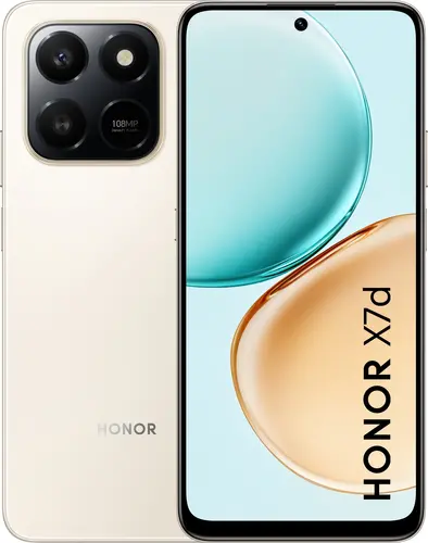 Мобилен телефон, Honor X7d Desert Gold, Logan-N41C, 6.77" TFT LCD, 1610x720, Qualcomm Snapdragon 685 (4x2.8GHz+4x1.9GHz), 8GB, 256GB, 108+2MP/8MP, 6500mAh, FPT, BT, USB Type-C, IP64, Android 15, MagicOS 9.0