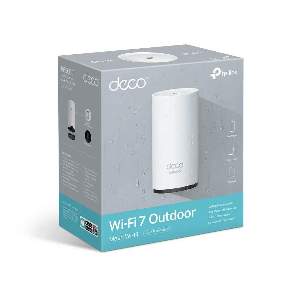 Безжичен рутер TP-LINK Deco BE25-Outdoor(1-pack),BE3600 WiFi7,Mesh,външен/вътр. - image 8