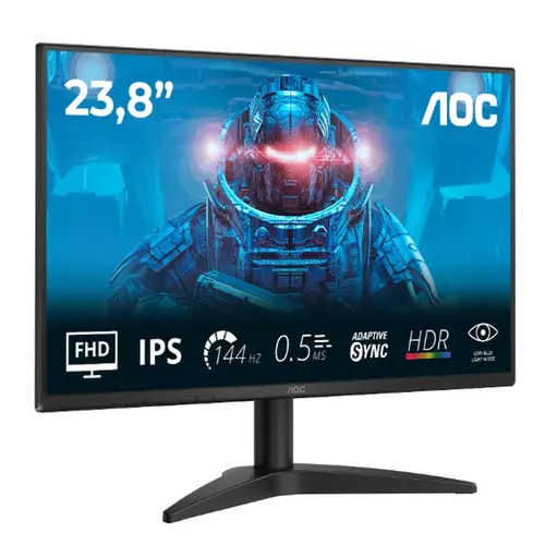 Οθόνη, AOC 24B36X, 23.8" IPS WLED, 1920x1080@144Hz, 4ms GtG, 0.5ms MPRT, 300cd m/2, 1500:1, DCR 20M:1, Adaptive Sync, FlickerFree, Χαμηλό μπλε φως - 2