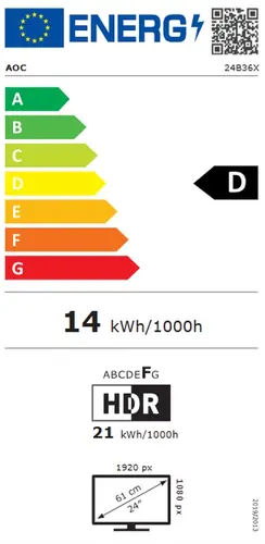 Монитор, AOC 24B36X, 23.8" IPS WLED, 1920x1080@144Hz, 4ms GtG, 0.5ms MPRT, 300cd m/2, 1500:1, DCR 20M:1, Adaptive Sync, FlickerFree, Low Blue Light, Tilt, HDMI, DP - image 5