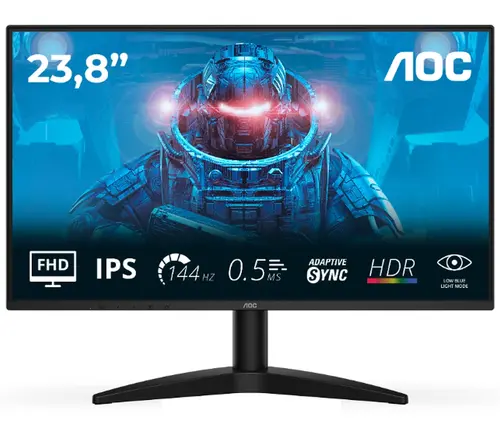 Οθόνη, AOC 24B36X, 23.8" IPS WLED, 1920x1080@144Hz, 4ms GtG, 0.5ms MPRT, 300cd m/2, 1500:1, DCR 20M:1, Adaptive Sync, FlickerFree, Χαμηλό μπλε φως - 1