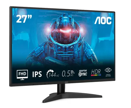 Монитор, AOC 27B36X, 27" IPS WLED, 1920x1080@144Hz, 4ms GtG, 0.5ms MPRT, 300cd m/2, 1500:1, DCR 20M:1, Adaptive Sync, FlickerFree, Low Blue Light, Tilt, HDMI, DP - image 1