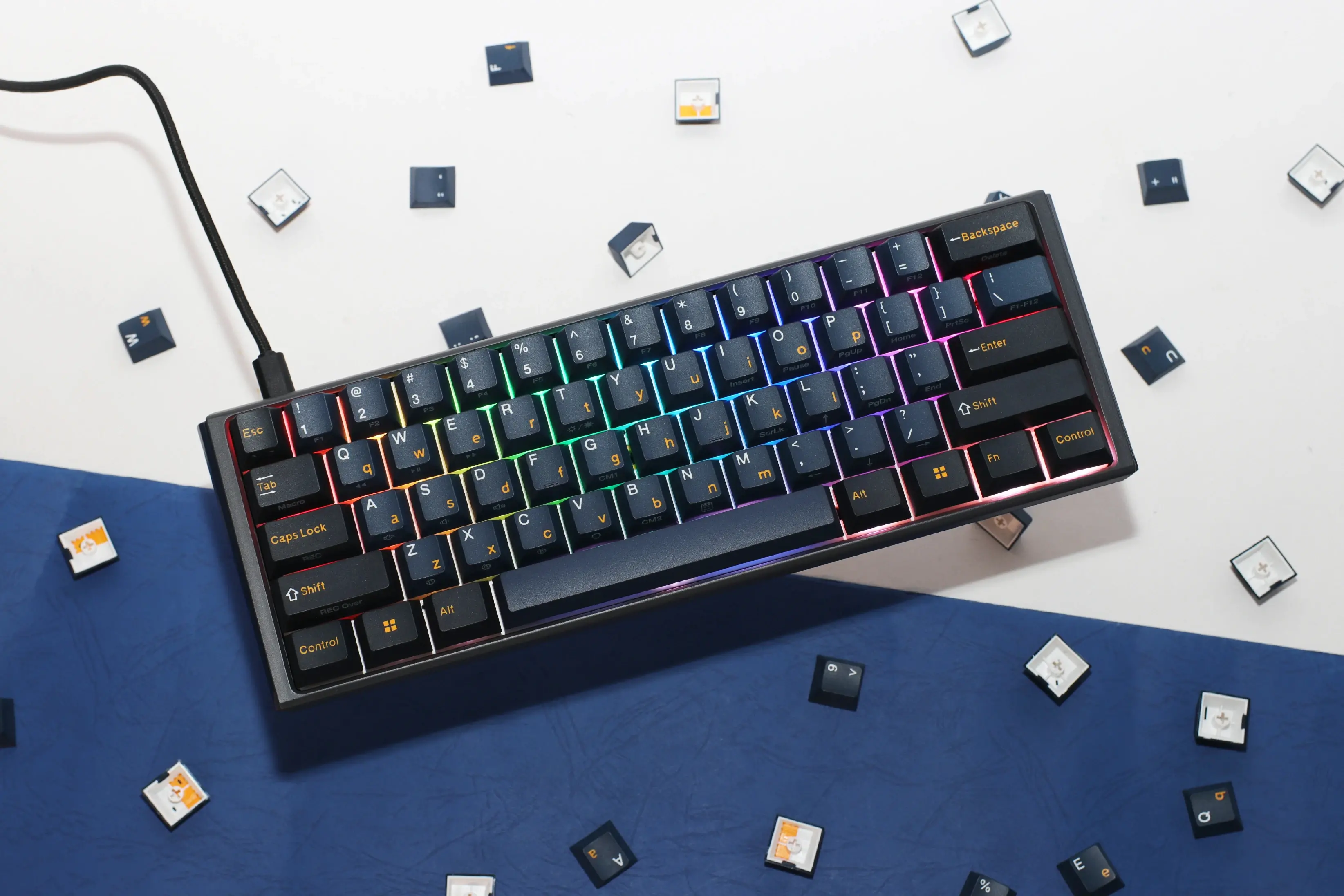 Ducky професионална геймърска механична клавиатура Professional Gaming Mechanical Keyboard One 3 Pro Mini Nazca Line - 8K, Cherry MX2A RGB Brown [Tactile] - image 4