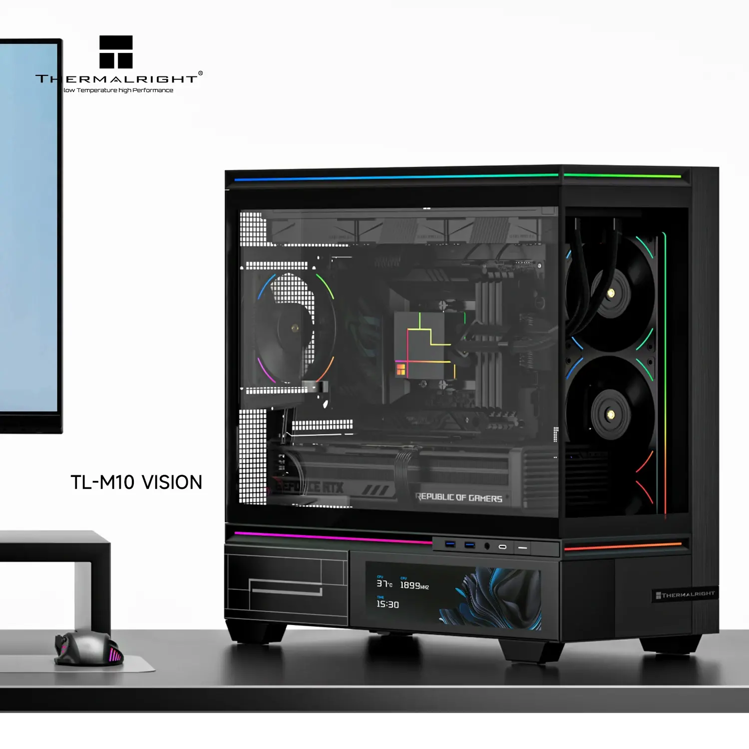 Thermalright кутия Case mATX - TL-M10 Vision Black - No fans, 9.16 inch LCD Display, USB-C - image 1