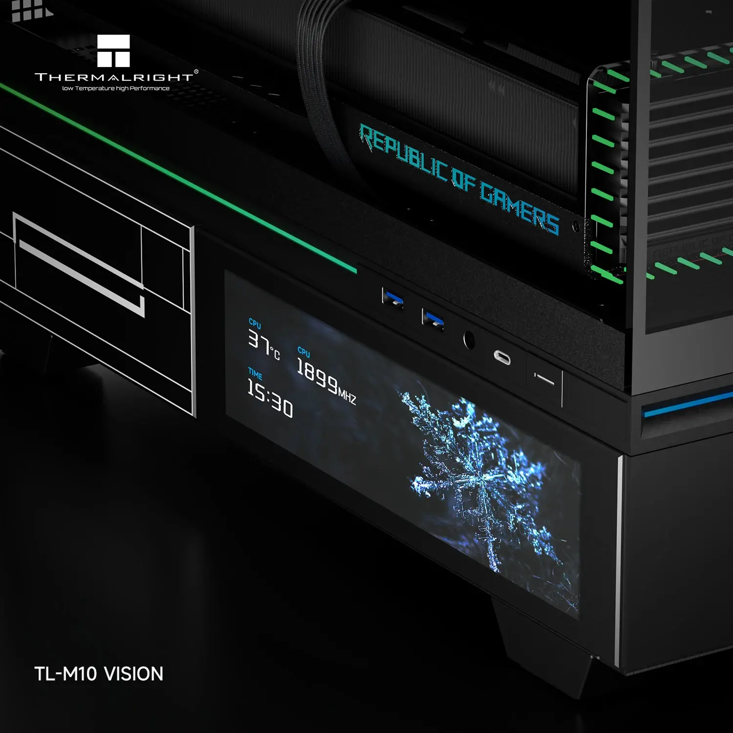 Thermalright кутия Case mATX - TL-M10 Vision Black - No fans, 9.16 inch LCD Display, USB-C - image 2