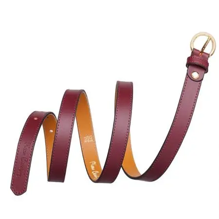 Дамски колан PIERRE CARDIN бордо със златна кръгла тока - image 1