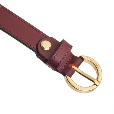 Дамски колан PIERRE CARDIN бордо със златна кръгла тока - image 2
