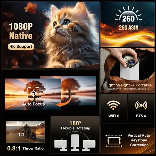 MagCubic преносим мултимедиен проектор Portable Multimedia Projector HY310 - 4K, Android 11, Wi-Fi, Bluetooth 5.4 - image 5