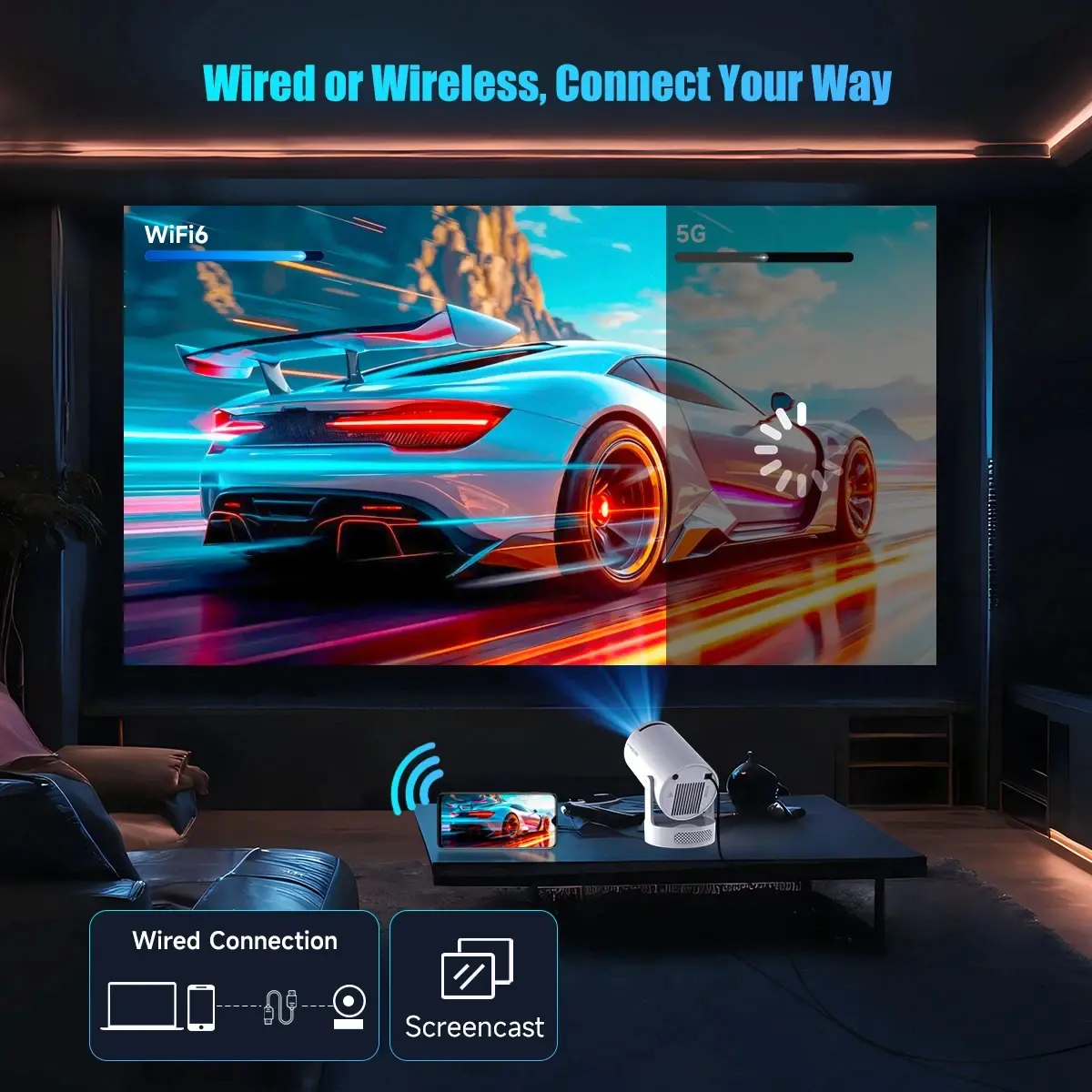 MagCubic преносим мултимедиен проектор Portable Multimedia Projector HY300 Pro+ - 4K, Android 11, Wi-Fi, Bluetooth 5.4 - image 11