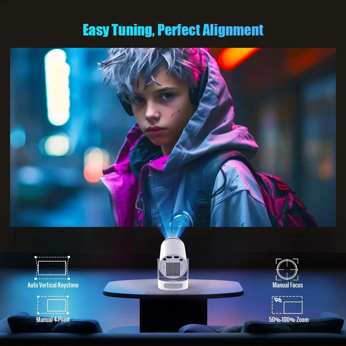 MagCubic преносим мултимедиен проектор Portable Multimedia Projector HY300 Pro+ - 4K, Android 11, Wi-Fi, Bluetooth 5.4 - image 12