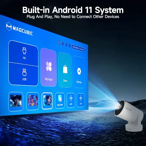 MagCubic преносим мултимедиен проектор Portable Multimedia Projector HY300 Pro+ - 4K, Android 11, Wi-Fi, Bluetooth 5.4 - image 15