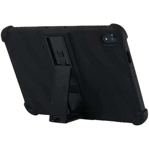 Tablet case for Prestigio Solutions Virtuoso PSTA101, soft rubber with extra protection on the corners, with kickstand. Color black.