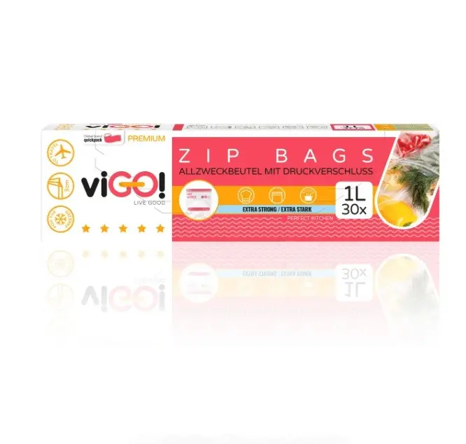 ПЛИК ЗА ХРАНА С ЦИП 1Л 30 БР. PREMIUM VIGO