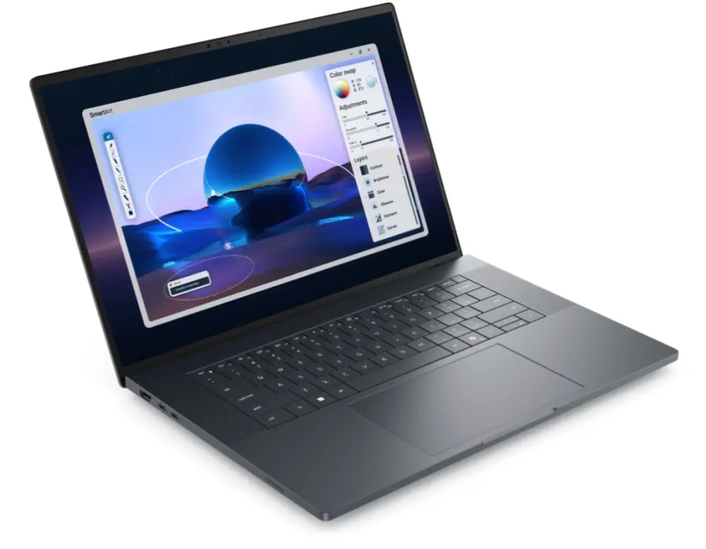 Лаптоп, Dell Pro Max 16 Premium MA16250, Intel Ultra 7 265H, vPro (13TOPS NPU, 16 cores, up to 5.30 GHz), 16", FHD+ (1920x1200) VRR 120Hz, 500nits AG, 32GB LPDDR5x 8400 MT/s, 1TB SSD, NVIDIA RTX PRO 2000 8GB GDDR7, 8MP HDR + IR Cam and Mic, Wi-Fi 7, FPR, Bac - image 1