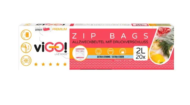 ПЛИК ЗА ХРАНА С ЦИП 2Л 20 БР. PREMIUM VIGO