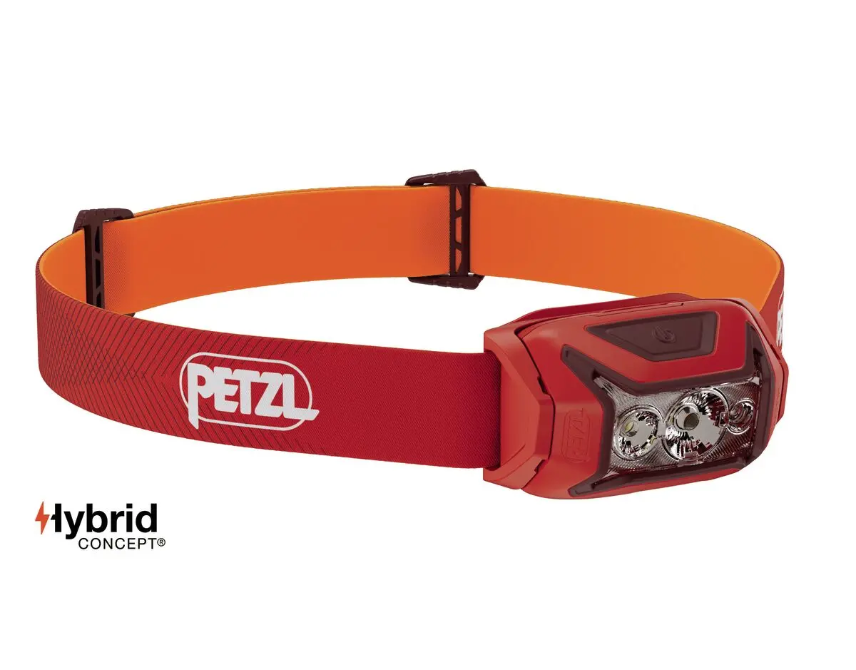 Челник PETZL ACTIK 2025, 450 Лумена, Червен