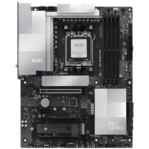 MSI PRO X870E-P WIFI, ATX, Socket AM5, 4x DDR5 Dual Channel DDR5 up to 8200(OC)MHz, 3x PCIe x16 slot, 3x M.2 slot, 4x USB 2.0, 2x USB 5Gbps, 2x USB 10Gbps, 1x 20Gbps Type-C, 1x 40Gbps Type-C, HDMI, 7.1 HD Audio, 5G LAN, WiFI 7, BT, 3Y - image 1