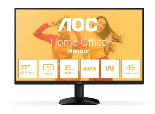 Монитор, AOC Q27B35E, 27" IPS WLED, 2560x1440@75Hz, 4ms GtG, 1ms MPRT, 300cd m/2, 1500:1, 20M:1 DCR, Adaptive Sync, FlickerFree, Low Blue Light, Tilt, HDMI, DP