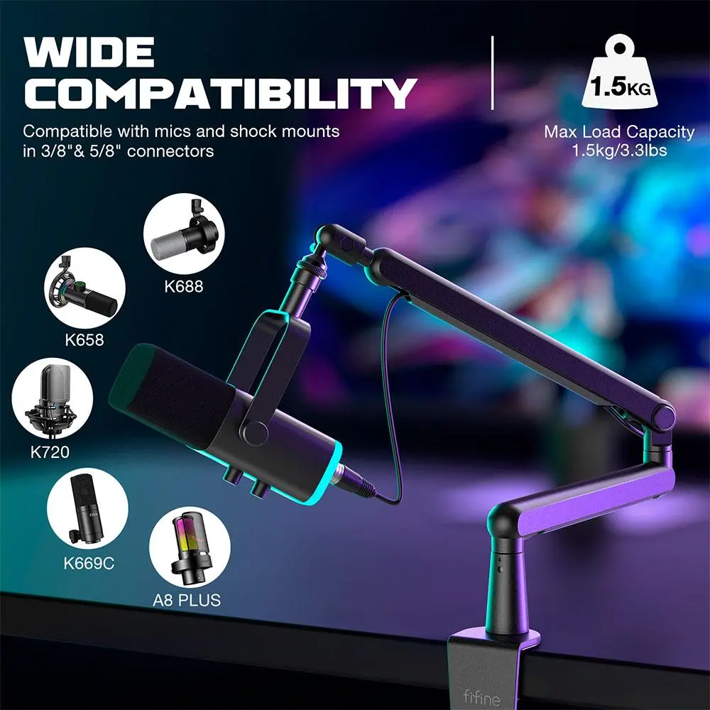 Suport pentru microfon FIFINE BM88 High End Boom Arm Stand - image 5