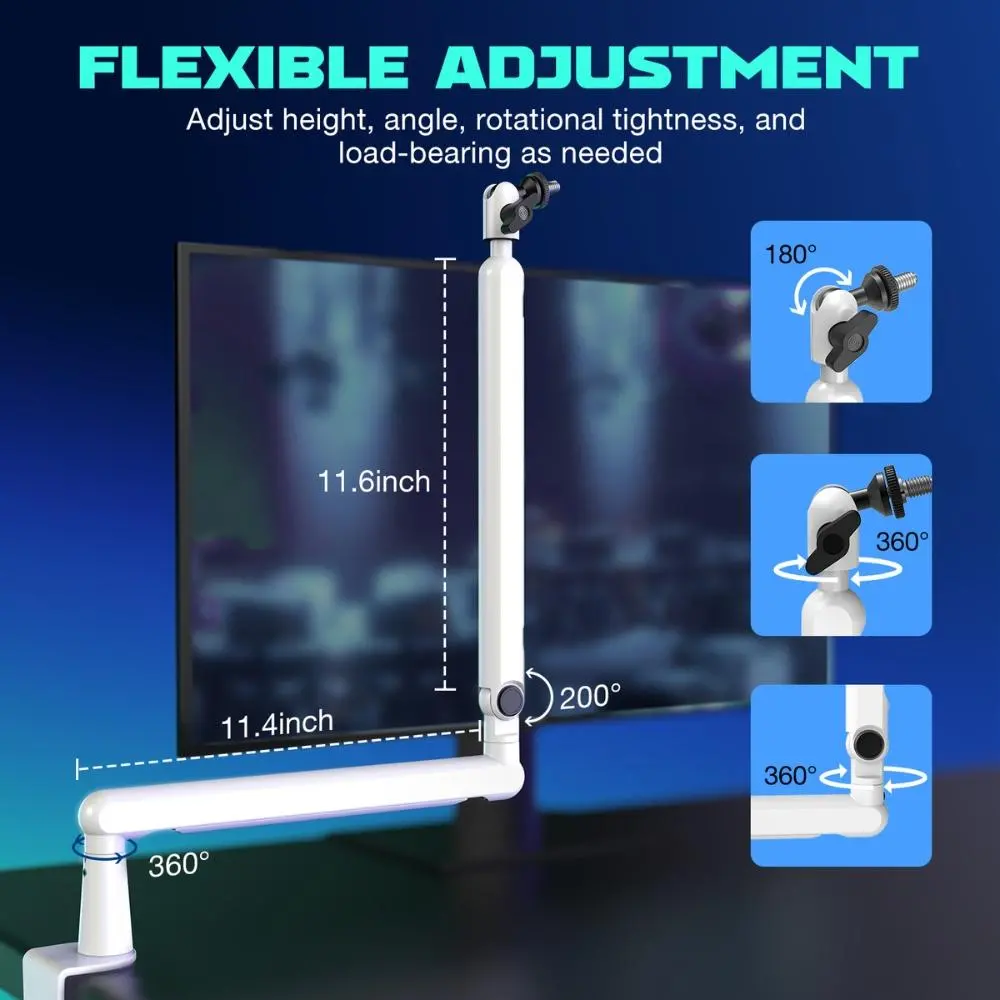 Стойка за микрофон FIFINE BM88 White High End Boom Arm Stand - image 5