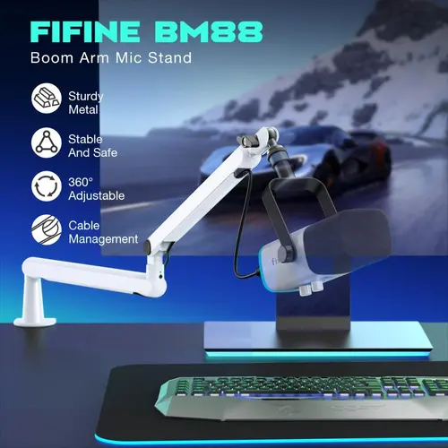 Stativ pentru microfon FIFINE BM88 White High End Boom Arm Stand - 7