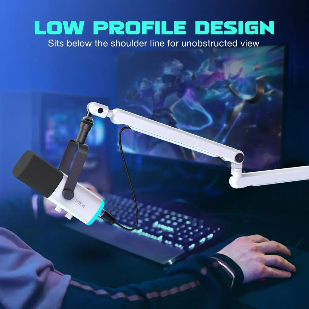 Stativ pentru microfon FIFINE BM88 White High End Boom Arm Stand - image 8