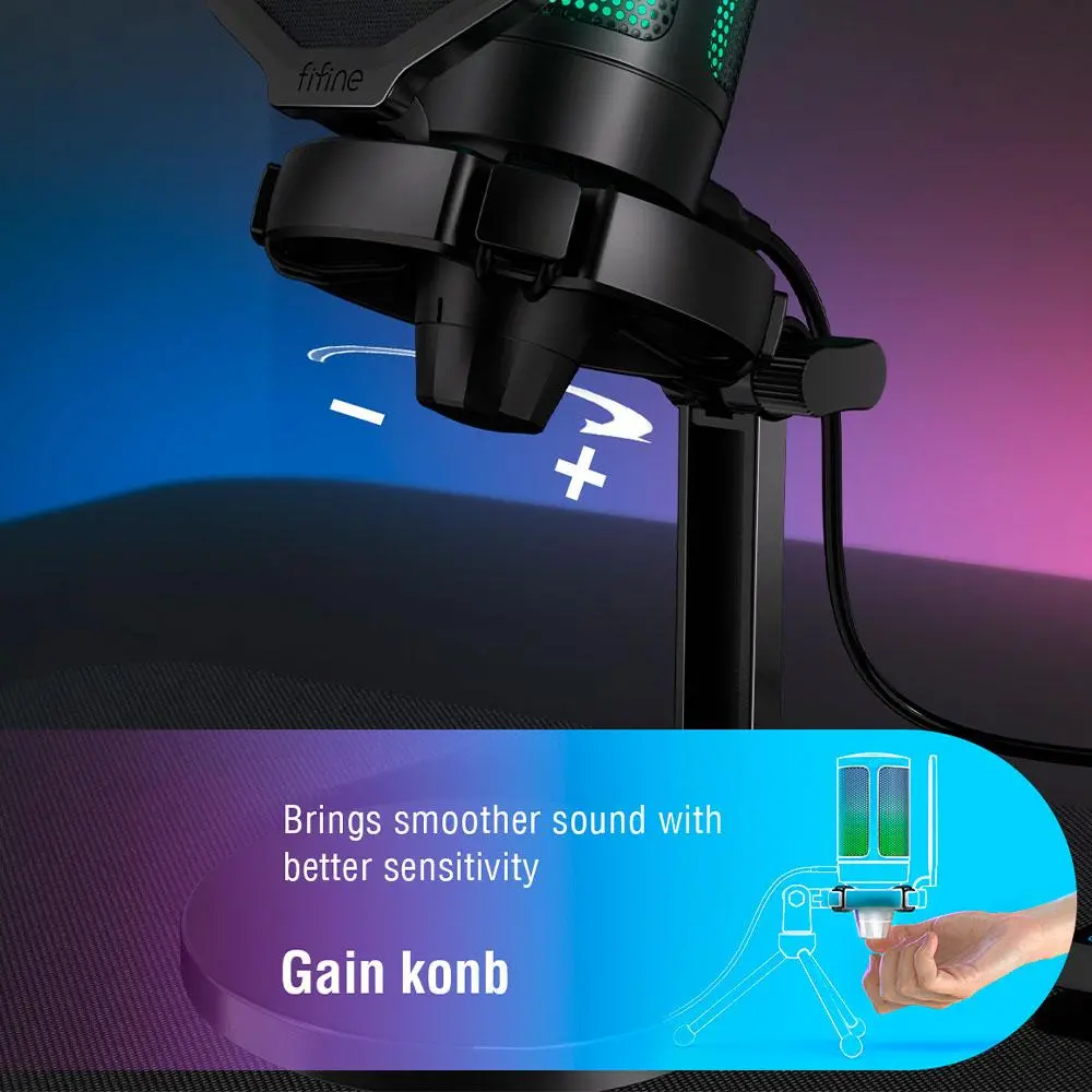 Настолен микрофон FIFINE A6NEO RGB - Black - image 5