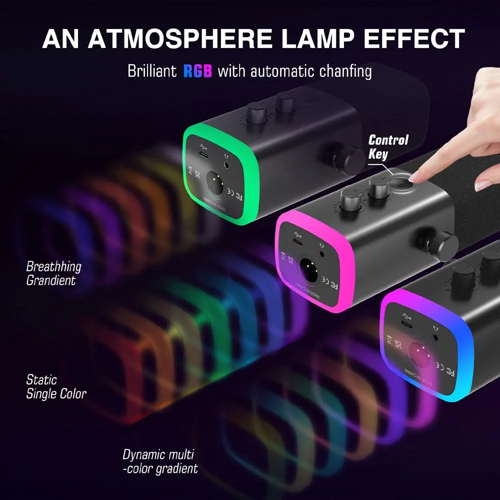 Επιτραπέζιο μικρόφωνο FIFINE AM8 Dynamic RGB XLR/USB - Μαύρο - image 4
