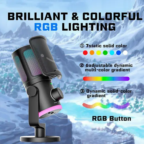 Microfon de birou FIFINE AM6 RGB - Negru - 6