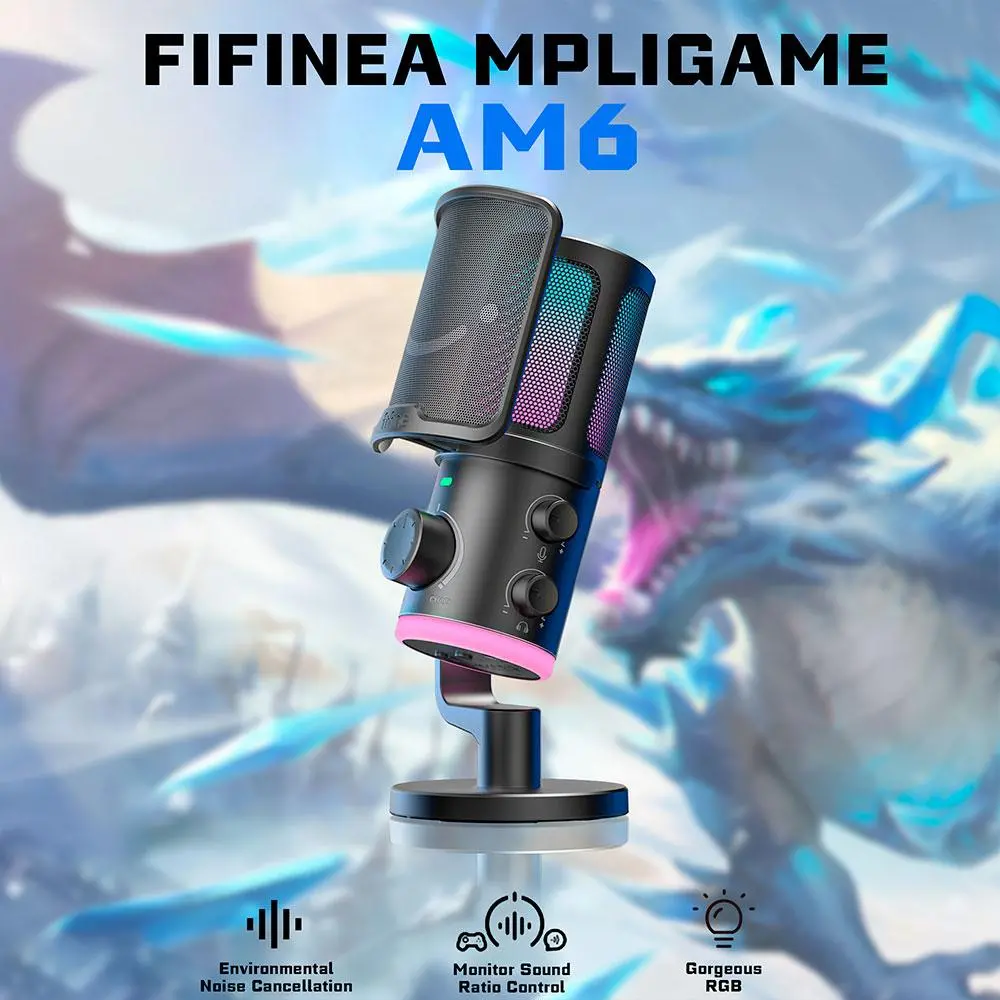Επιτραπέζιο μικρόφωνο FIFINE AM6 RGB - Μαύρο - image 6