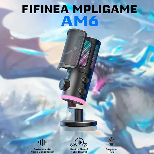 Microfon de birou FIFINE AM6 RGB - Negru - 7