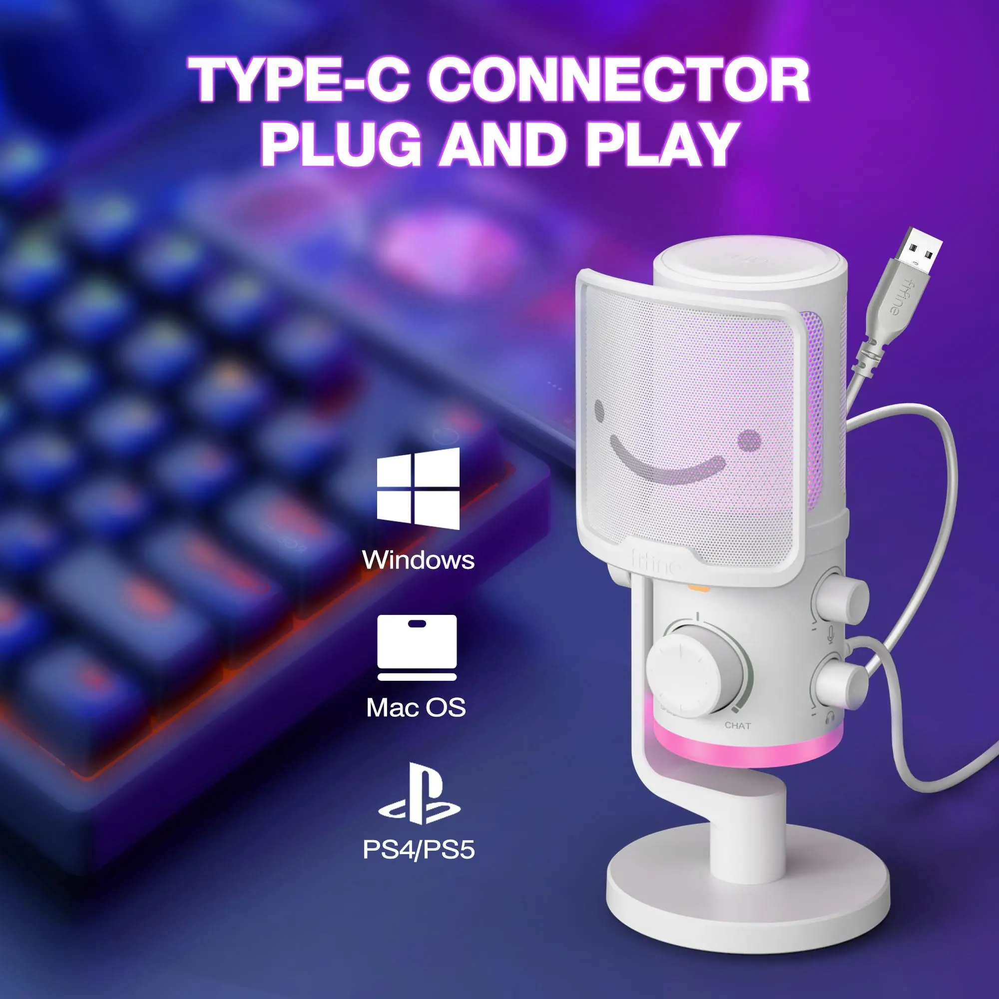 Настолен микрофон FIFINE AM6 RGB - White - image 4