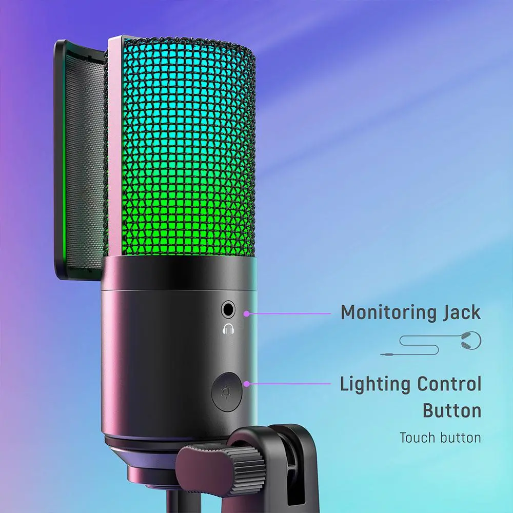 Επιτραπέζιο μικρόφωνο FIFINE K669 PRO2 RGB - Μαύρο - image 4