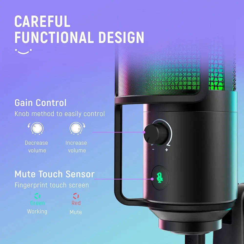 Настолен микрофон FIFINE K669 PRO2 RGB - Black - image 7