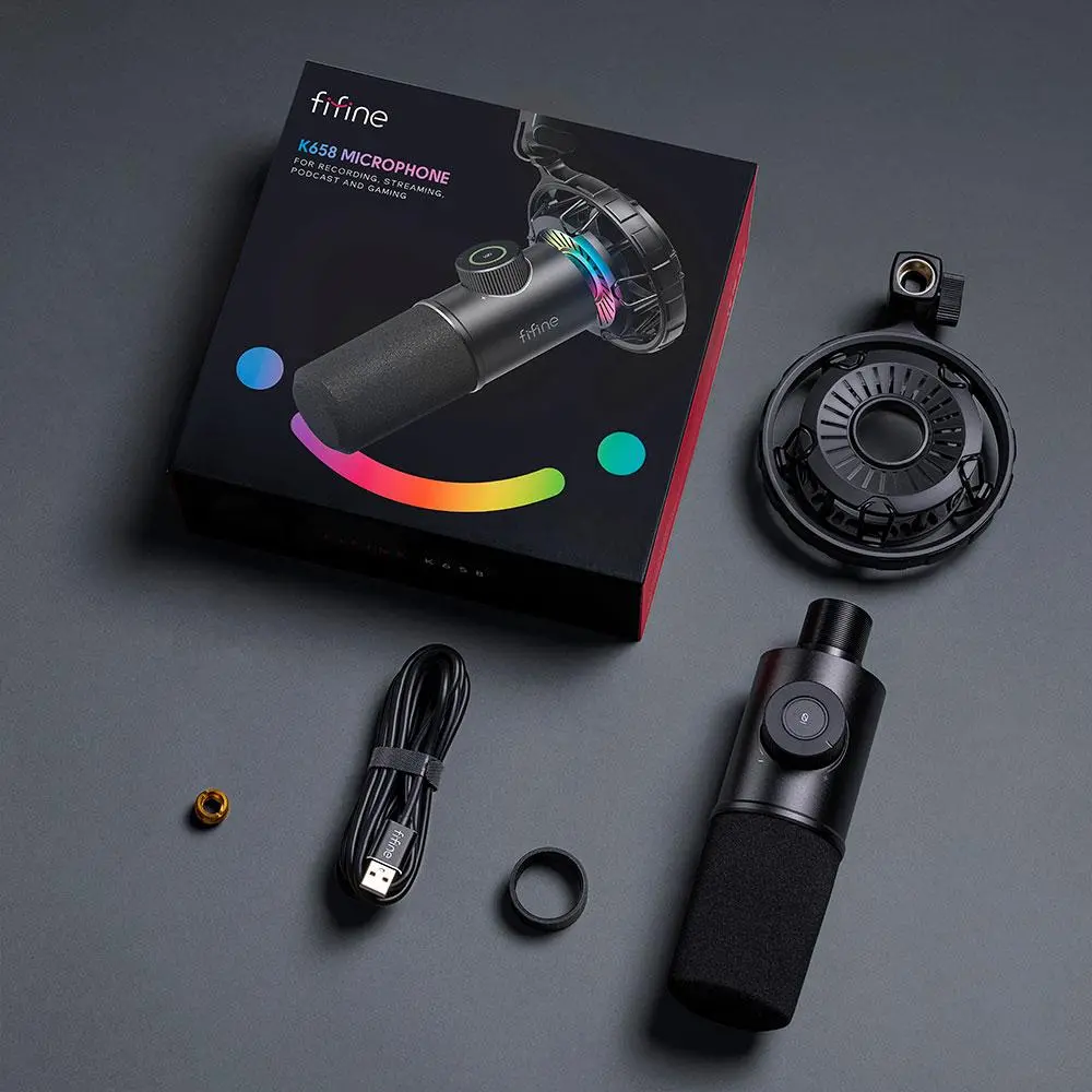 Настолен микрофон FIFINE K658 Dynamic RGB - Black - image 5