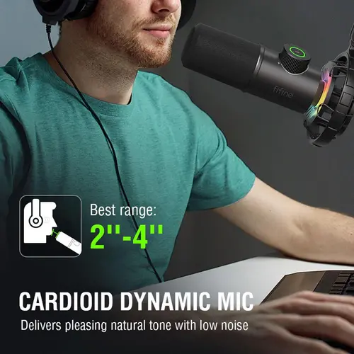 Настолен микрофон FIFINE K658 Dynamic RGB - Black - image 7