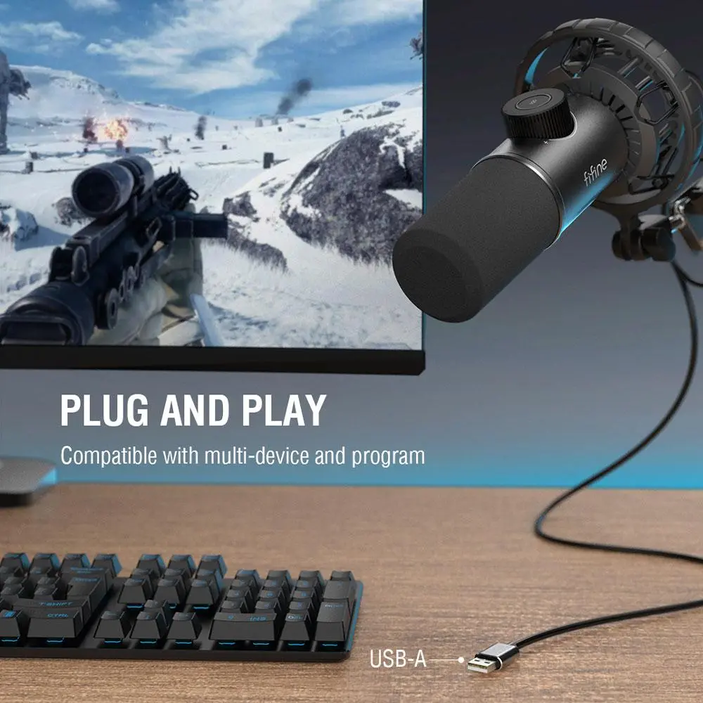 Настолен микрофон FIFINE K658 Dynamic RGB - Black - image 8