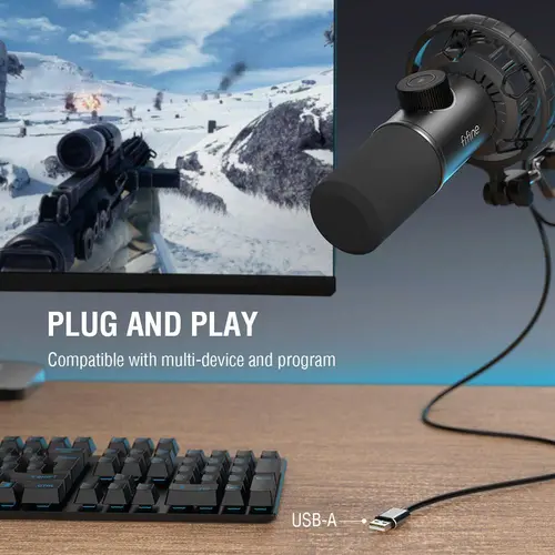 Настолен микрофон FIFINE K658 Dynamic RGB - Black - image 8