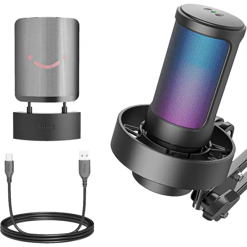 Микрофон със стойка FIFINE A8T RGB - Black - image 4