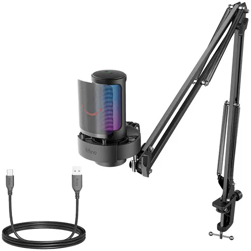 Microfon cu suport FIFINE A8T RGB - Negru - 1