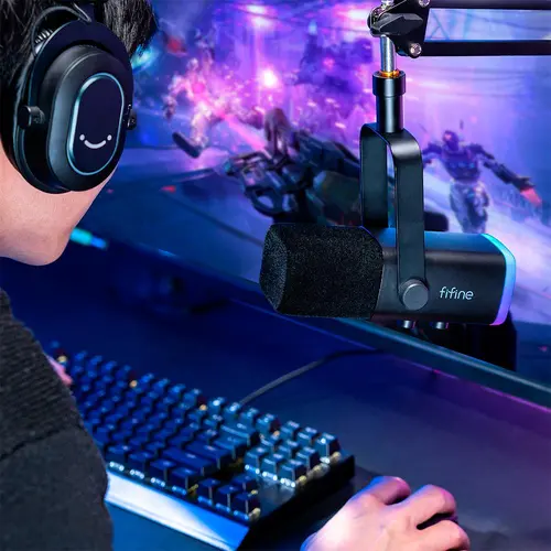 Микрофон със стойка FIFINE AM8T Dynamic RGB - Black - image 5