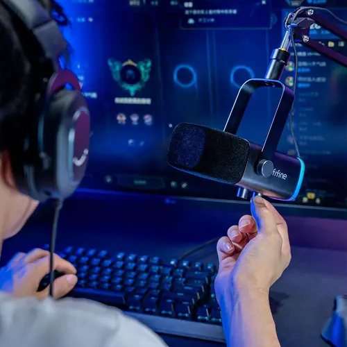 Микрофон със стойка FIFINE AM8T Dynamic RGB - Black - image 6