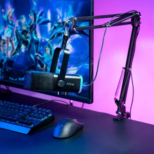 Микрофон със стойка FIFINE AM8T Dynamic RGB - Black - image 7