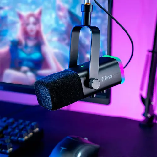 Микрофон със стойка FIFINE AM8T Dynamic RGB - Black - image 8